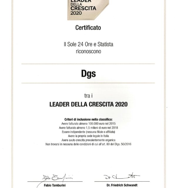 DGS SRL – LEADER DELLA CRESCITA 2020